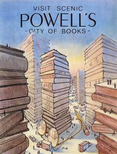 Powell's City of Books postcard. ©1984 Stephen T. Leflar