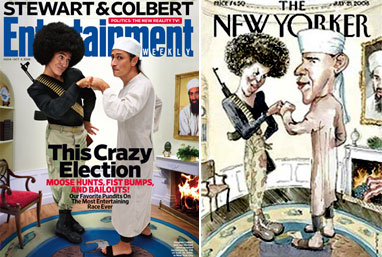 Stewart & Colbert recreate the Obama's New Yorker cover