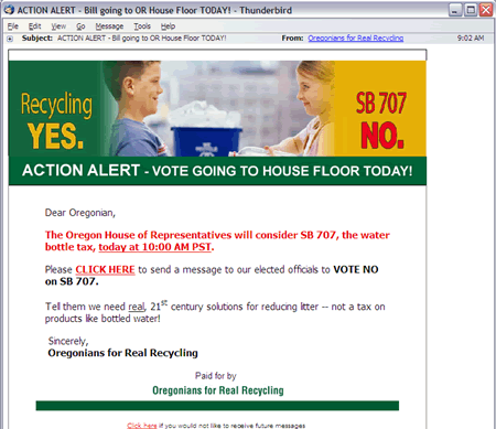 Oregonians for Real Recycling email