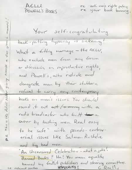 Crazy letter about Banned Books Week
