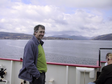 James Newton on the ferry across the Firth of Clyde