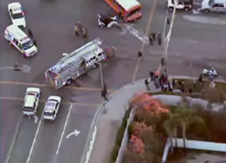 Smart car accident with school bus