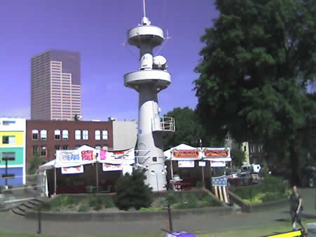 USS Oregon war memorial in Rose Festival Waterfront Village